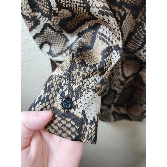 La Vie En Blanc Womens S Snake Print Button Down Blouse Shirt Long Sleeve T1 - Picture 2 of 6